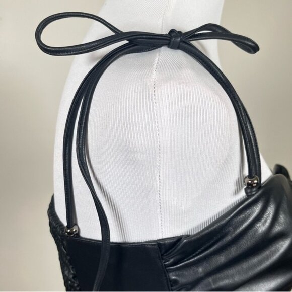 Anthropologie Pilcro Black Faux Leather Bustier Top Small - Picture 5 of 13